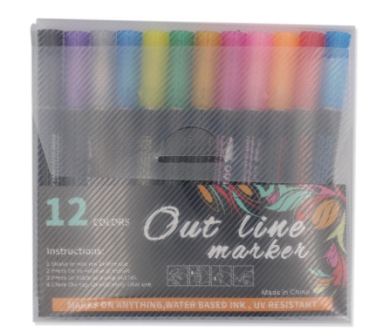 Marker Silver + Outline 1-2mm SLST Set 12 Stück