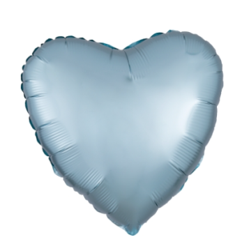 Herz Satin Luxe pastel blue - pastel blau - Folienballon 45 cm ungefüllt