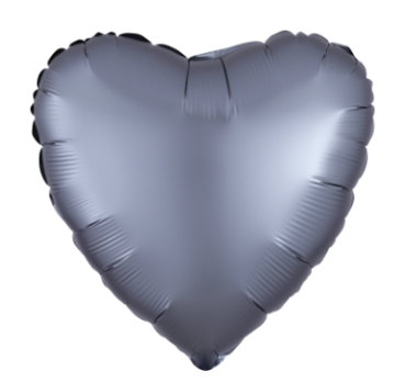 Herz Satin Luxe - graphite - Folienballon 43 cm ungefüllt