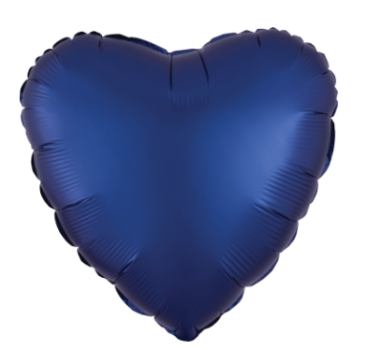 Herz Satin Luxe navy - marine - Folienballon 45 cm ungefüllt