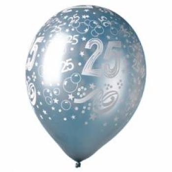 Zahl 25 - silber - Ballon 30 cm - 1 Beutel - 5 Stück