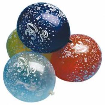 Zahl 30 - bunt - Ballon 30 cm - 1 Beutel - 5 Stück