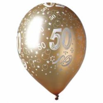 Zahl 50 - gold - Ballon 30 cm - 1 Beutel - 5 Stück