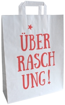ÜBERRASCHUNG, Tragtaschen aus Kraftpapier mit Henkel , 32 x 40 x 11cm