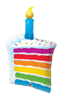 Rainbow Cake und Candle - Folien Ballonfigur 107 cm ungefüllt