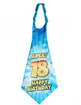Riesen-Krawatte 90 cm - Super! 18 - Happy Birthday - hellblau