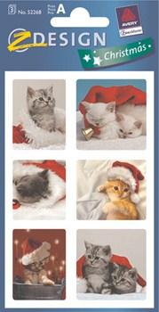 Christmas - Weihnachten Paper Sticker, Motiv Katze , 3 Bogen