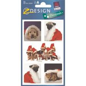 Christmas - Weichnachten Papier Sticker, Motiv Hund, 3 Bogen