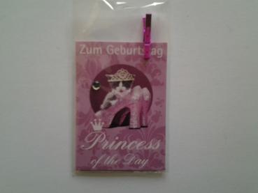 Zum Geburtstag Princess of the Day - mini Doppelkarte - 5.5cm x 7.5cm