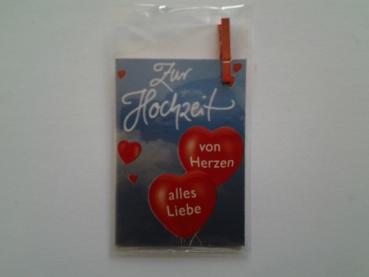 Zur Hochzeit von Herzen alles Liebe - mini Doppelkarte - 5.5cm x 7.5cm