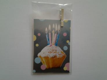 Kuchen mit 5 Kerzen - mini Doppelkarte - 5.5cm x 7.5cm