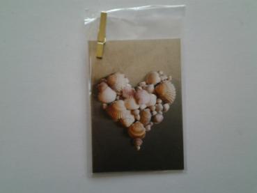 Herz aus Muscheln - mini Doppelkarte - 5.5cm x 7.5cm