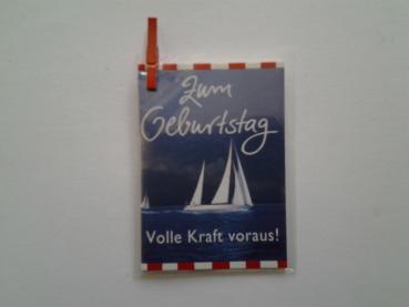 Zum Geburtstag Volle Kraft voraus! - mini Doppelkarte - 5.5cm x 7.5cm