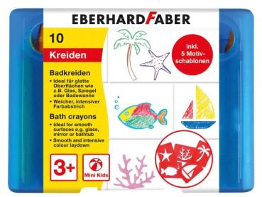 Badkreiden Mini Kids, 10 Farben, 5 Schablonen - Eberhard Faber