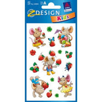 Kids - Papier Sticker, Motiv Erdbeermaus, 3 Bogen