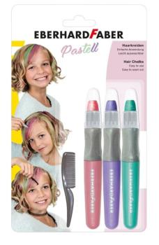 Haarkreide Pastell Set - mit 3 Farben + Haarkamm - Eberhard Faber