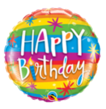Happy Birthday Rainbow - Folienballon 18 cm luftgefüllt