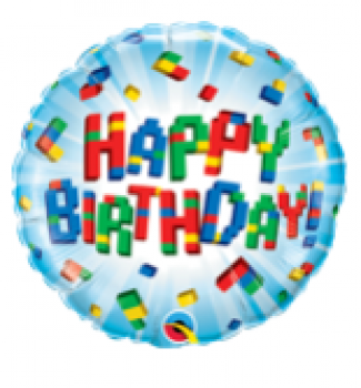 Happy Birthday Exploding Blocks - Folienballon 18 cm luftgefüllt