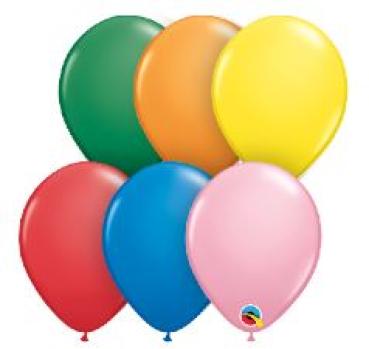 Ballon 13cm - Standard - Standardfarben-Mischung - 1 Beutel - 10 Stück - nur für Luftfüllung