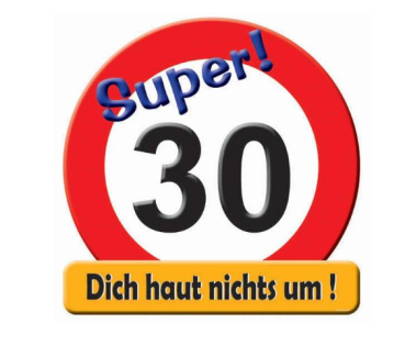 Riesen-Schild Pappe, 50 cm - Verkehrstafel - Zahl 30