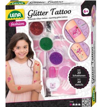 Glitter Tattoo Körperglitzer in 4 Farben, inkl. Schablonen