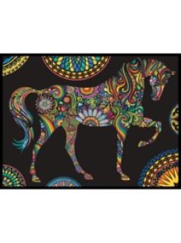 Samtbild 47 x 35 cm - Pferd Mandala - inkl.12 Carioca®-Marker!