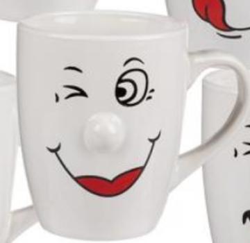Keramikbecher Smile-Face, ca.12x10cm