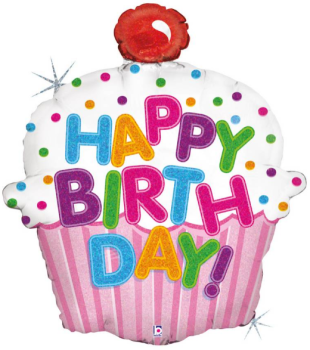 Happy Birthday Torte - Folien Ballonfigur 78 cm ungefüllt