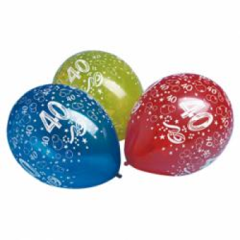 Zahl 40 - bunt - Ballon 30 cm - 1 Beutel - 5 Stück