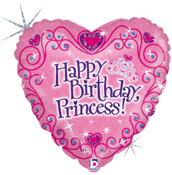 Happy Birthday Princess holo - Folienballon 45 cm ungefüllt