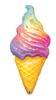 Rainbow Swirl Ice Cream - Folien Ballonfigur 114 cm ungefüllt
