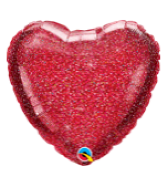 Herz glittergraphic - rot - Folienballon 45 cm ungefüllt