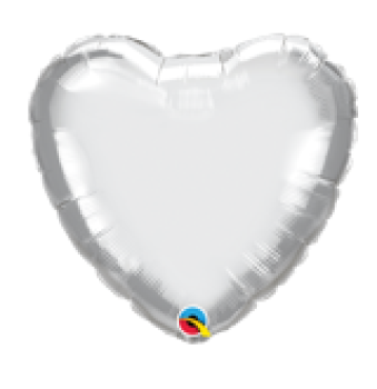 Herz Chrome Silver - silber - Folienballon 45 cm ungefüllt