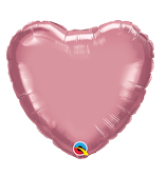 Herz Chrome - mauve - rosé - Folienballon 45 cm ungefüllt