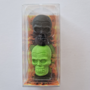 Radierer - Skull 2er Set - schwarz + grün