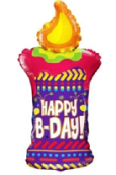Happy Birthday Kerze - bunt - Folien Ballonfigur 91 cm ungefüllt