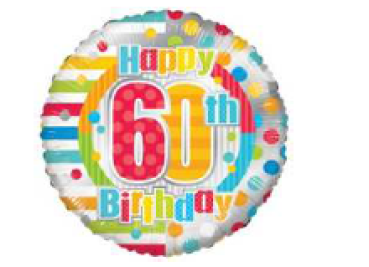 Zahl 60 - Happy Birthday dots & lines - Folienballon 45 cm ungefüllt