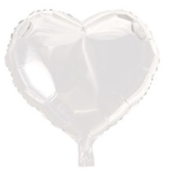 Herz - weiss - Folienballon 45 cm ungefüllt