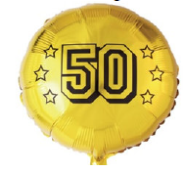 Zahl 50 - gold - Folienballon 45 cm ungefüllt