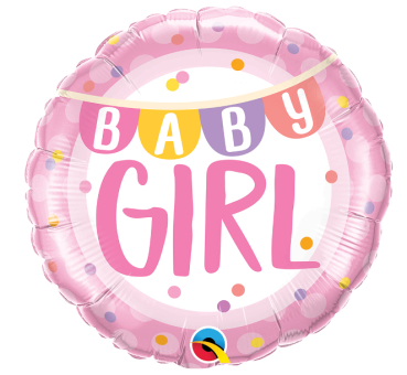 Baby Girl Banner & Dots - Folienballon 45 cm ungefüllt