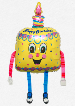 Air Walkers - Happy Birthday bunt stehend/bewegen - Folien Ballonfigur 97 cm ungefüllt