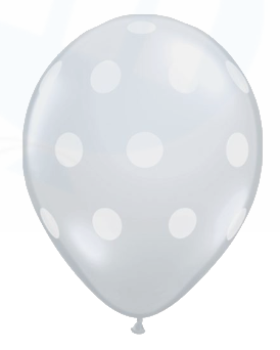 Polka mit weissen Dots - transparent - Ballon 30 cm - 1 Beutel - 5 Stück