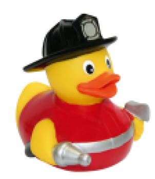 Bade Ente - 8cm - gelb - Feuerwehrmann