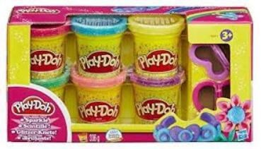 Play-Doh Glitzerknete 6er mit 2 Formen
