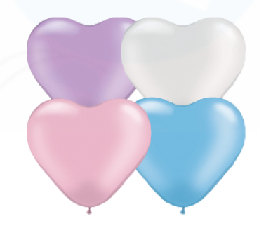 Herzballon 13 cm assortierte Perlfarben - 1 Beutel - 10 Stück