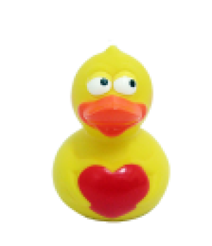 Bade Ente - 8cm - gelb - mit Herz rot