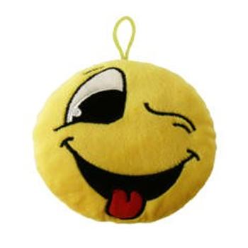 Schlüsselanhänger Smile Emojies Ø8cm gelb Plüsch - 1 Auge zugedrückt