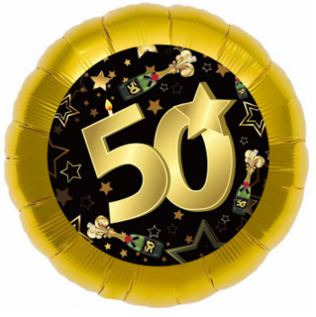 Zahl 50 - schwarz gold - Folienballon 45 cm ungefüllt