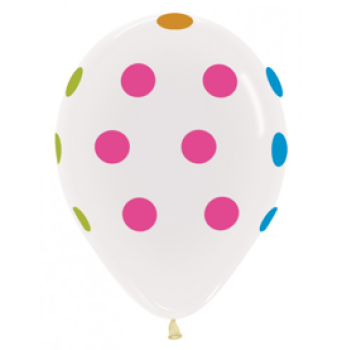 Polka Dots Neon - Crystal Clea - Ballon 30 cm - 1 Beutel - 5 Stück