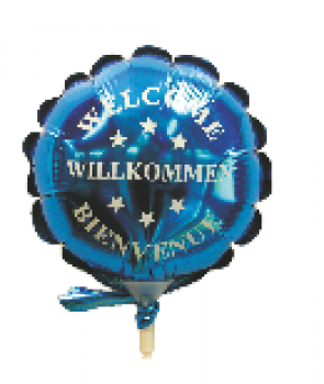 Willkommen blau - Folienballon 9 cm luftgefüllt